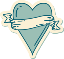 tattoo style sticker of a heart and banner png