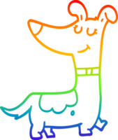 rainbow gradient line drawing cartoon dog png