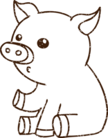 Sitting Pig Charcoal Drawing png