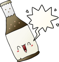 Cartoon-Bierflasche und Sprechblase in glattem Farbverlauf png