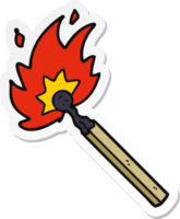 sticker of a cartoon burning match png