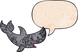 cartoon shark and speech bubble in retro texture style png