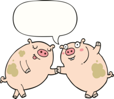 cartoon pigs dancing and speech bubble png