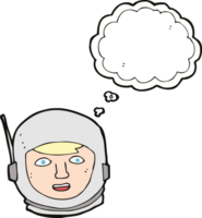 tête d'astronaute de dessin animé avec bulle de pensée png