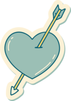 tattoo style sticker of an arrow and heart png