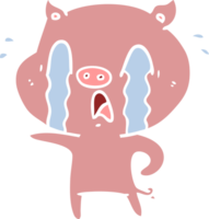 dessin animé de style plat couleur cochon qui pleure png