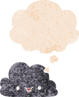 cute cartoon cloud and thought bubble in retro textured style png