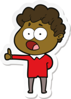 sticker of a cartoon man gasping in surprise png