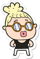 sticker of a cartoon woman wearing spectacles png