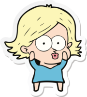 sticker of a cartoon girl pouting png