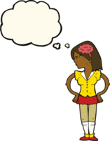 cartoon intelligent woman with thought bubble png