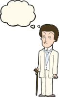 cartoon unhappy gentleman with thought bubble png