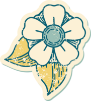 Distressed Sticker Tattoo Style Icon einer Blume png