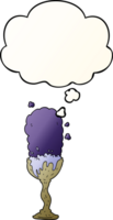 cartoon potion goblet and thought bubble in smooth gradient style png