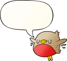 cute cartoon christmas robin and speech bubble in smooth gradient style png
