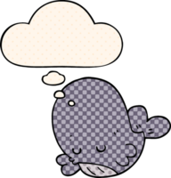 cartoon whale and thought bubble in comic book style png