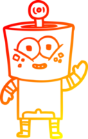 warm gradient line drawing happy cartoon robot waving hello png