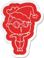 tekenfilmsticker van een vrouw die een bril draagt met een kerstmuts png