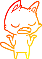 warm gradient line drawing talking cat shrugging shoulders png