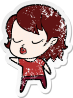 distressed sticker of a cute cartoon vampire girl png