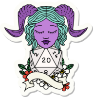 tiefling with natural twenty dice roll sticker png