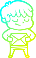 cold gradient line drawing cartoon happy boy png