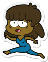 sticker of a cartoon tired woman png