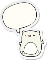 mignon dessin animé ours polaire et autocollant bulle png