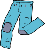 cartoon patched old jeans png