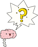 cartoon curious brain and speech bubble png