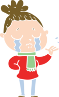 mujer llorando de dibujos animados de estilo de color plano png