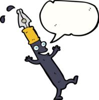 cartoon pen character with speech bubble png