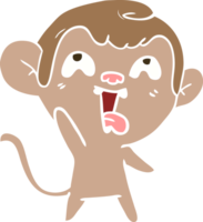 macaco de desenho animado de estilo de cor plana louco png