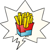 cartoon junk food fries and speech bubble in smooth gradient style png