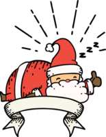 banner with tattoo style santa claus christmas character sleeping png