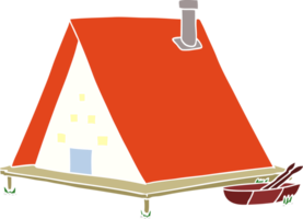 flat color style cartoon lake house png