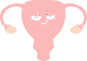 utérus en colère de dessin animé de style plat couleur png