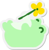 kikker met bloem sticker png