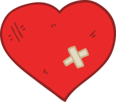 corazón de amor de dibujos animados de estilo de color plano con yeso adhesivo png