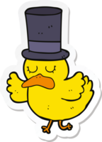 autocollant d'un canard de dessin animé portant un chapeau haut de forme png
