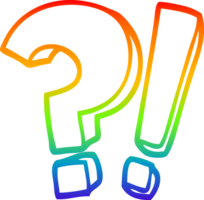 rainbow gradient line drawing cartoon question mark and exclamation mark png