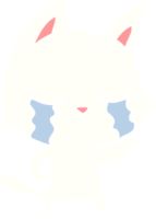 crying flat color style cartoon cat png