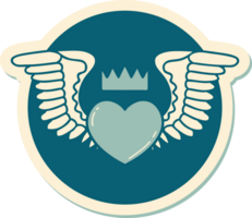 tattoo style sticker of a heart with wings png