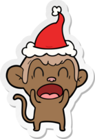 shouting sticker cartoon of a monkey wearing santa hat png