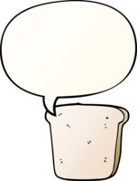 cartoon slice of bread and speech bubble in smooth gradient style png