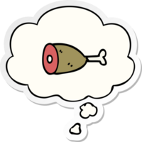 cartoon meat and thought bubble as a printed sticker png