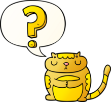cartoon cat and question mark and speech bubble in smooth gradient style png
