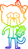rainbow gradient line drawing cartoon cat png