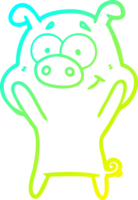 cold gradient line drawing happy cartoon pig png