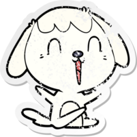 distressed sticker of a cute cartoon dog crying png